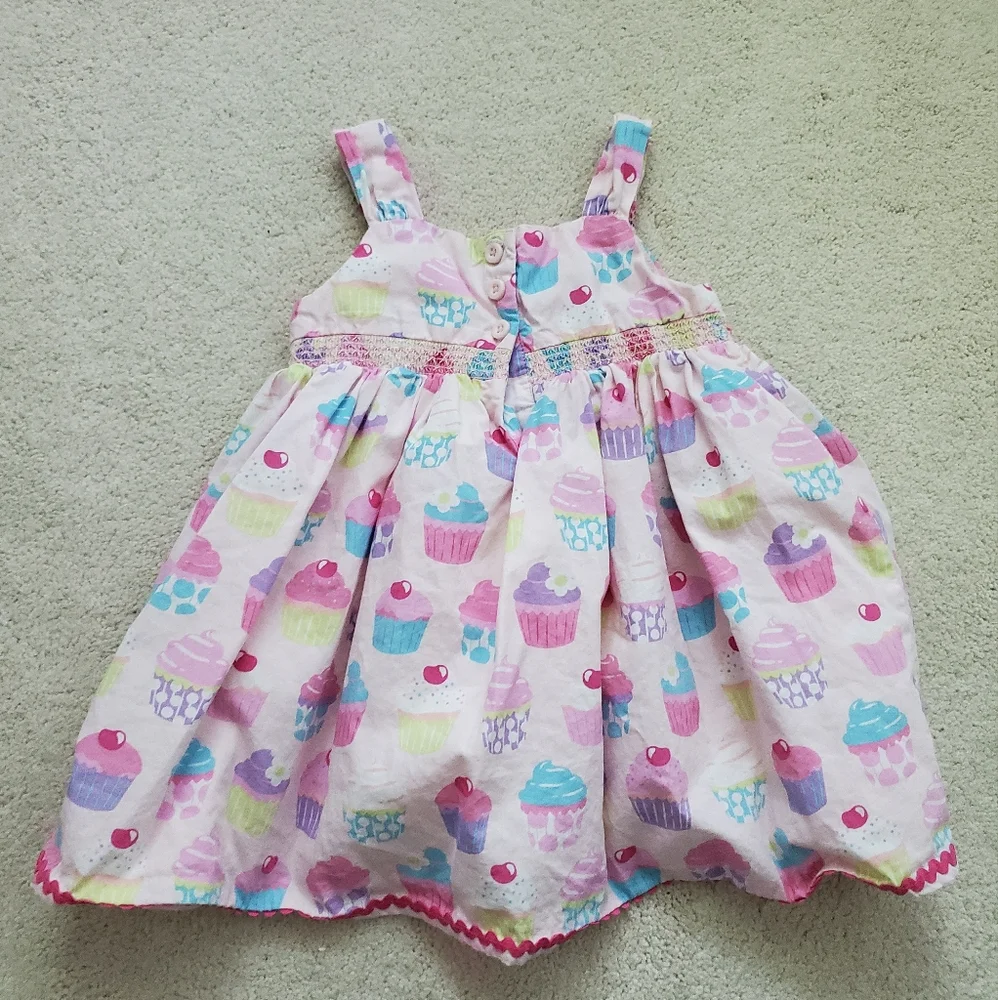 Gymboree Girls Pink Cupcake Embroidered Smocked Dress sz12-18m